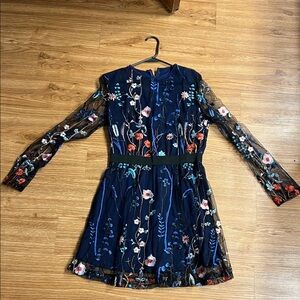 Floral Embroidered Long Sleeve Dress
